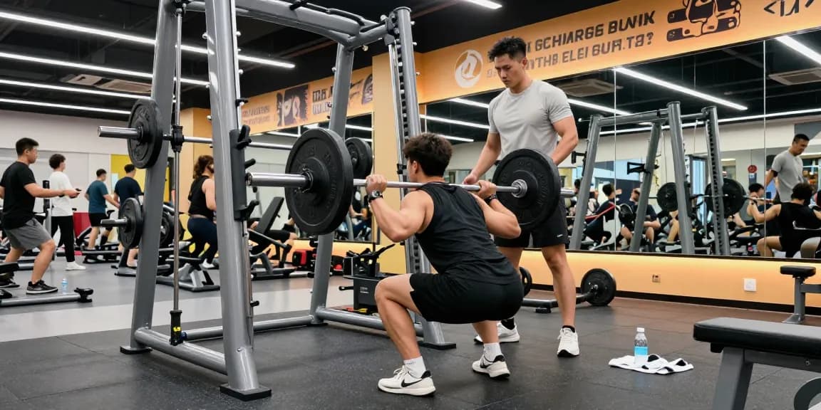 Akra Labs Steroid Shop Fitnessszene mit Athleten, die eine Langhantelkniebeuge ausführen.
