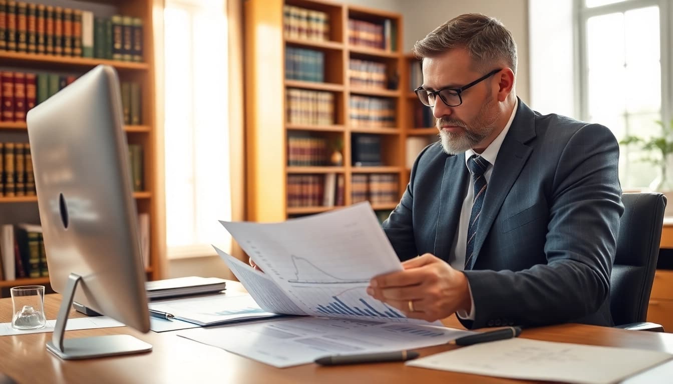 Finanzamt Schulden ein Thema, das durch professionelle Analyse in einem Büroumfeld angesprochen wird.