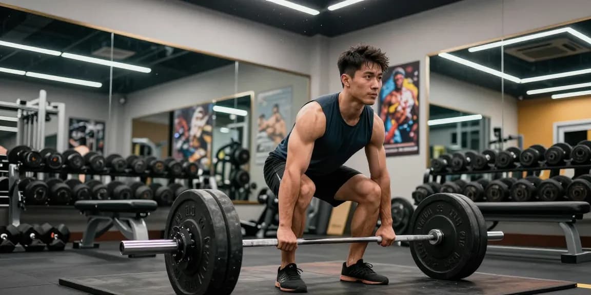 Anabolika Shop: Athletic man lifting weights in a modern gym, showcasing dedication and strength.