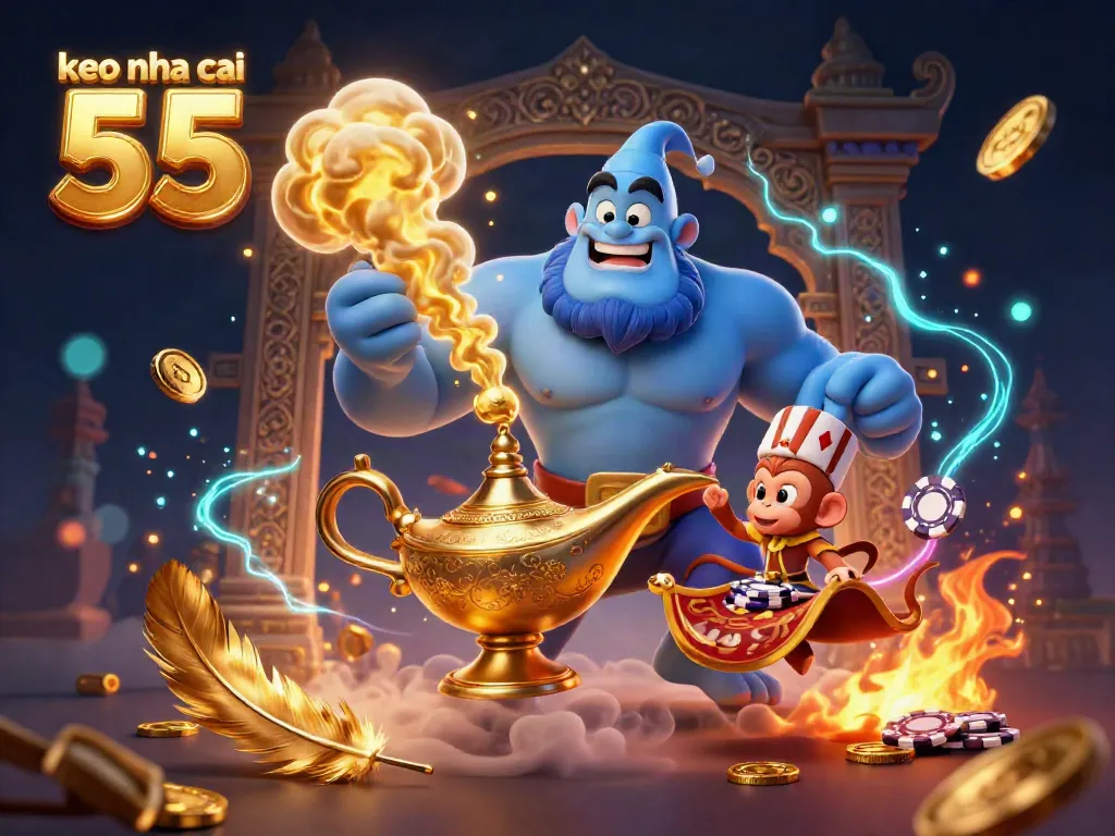 Experience thrilling bets with keo nha cai 55, featuring exciting casino elements in vibrant illustration.
