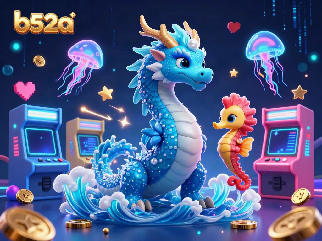 Experience thrilling gameplay action at b52a with a vibrant scene featuring ocean-themed characters and gaming elements.