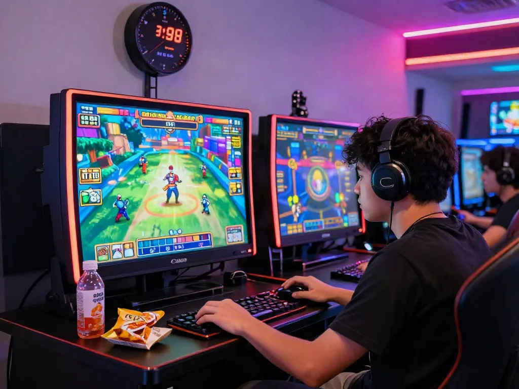 Engaged player enjoying a situs gacor experience with vibrant slot game graphics.