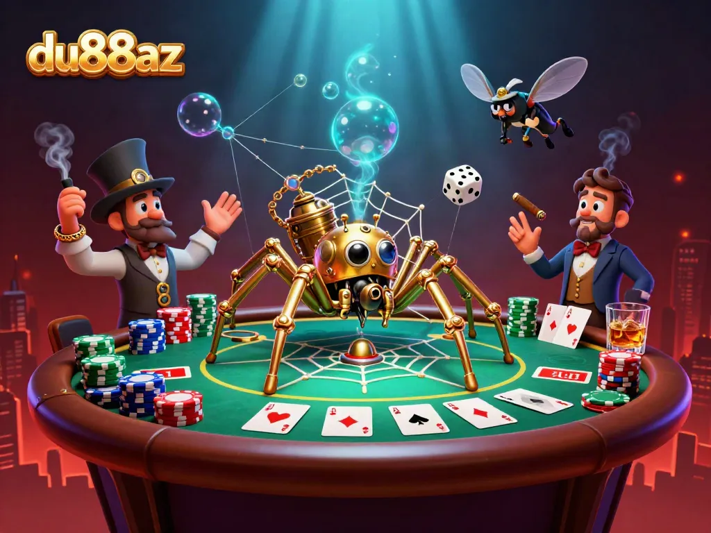 Experience the excitement at du88az with a steampunk spider and poker-themed adventure.