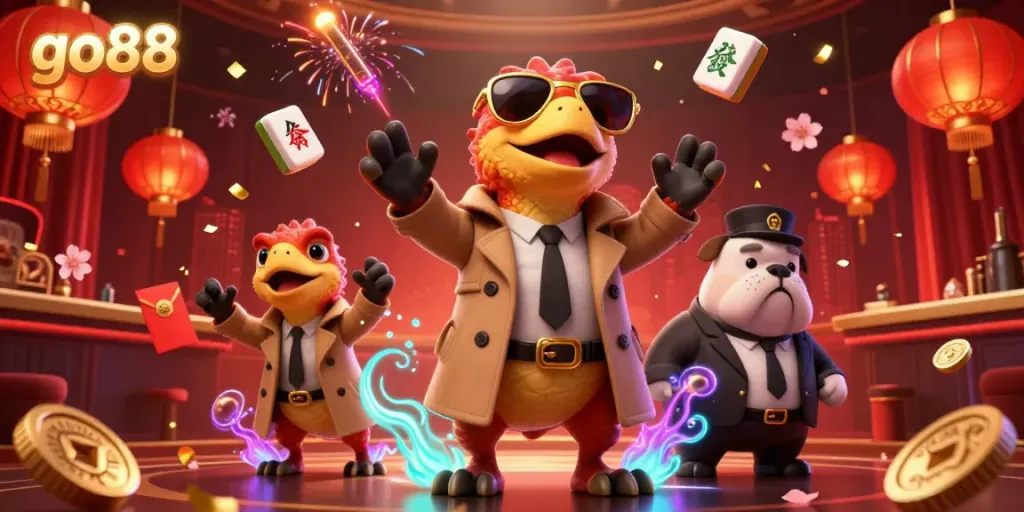 Experience the go88 VIP casino scene as raptors in a trench coat charm the bouncer for entry.