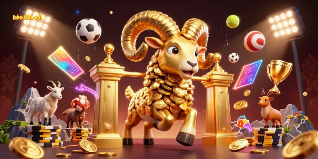 Experience sports betting excitement with kèo nhà cái in a vibrant dynamic 3D illustration.