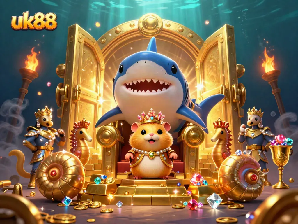 Experience thrilling gambling at uk88 with a vibrant 3D casino theme featuring treasure elements.