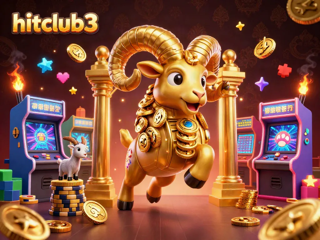 Experience thrilling gameplay with hitclub3 featuring a massive golden ram amidst vibrant gaming elements.