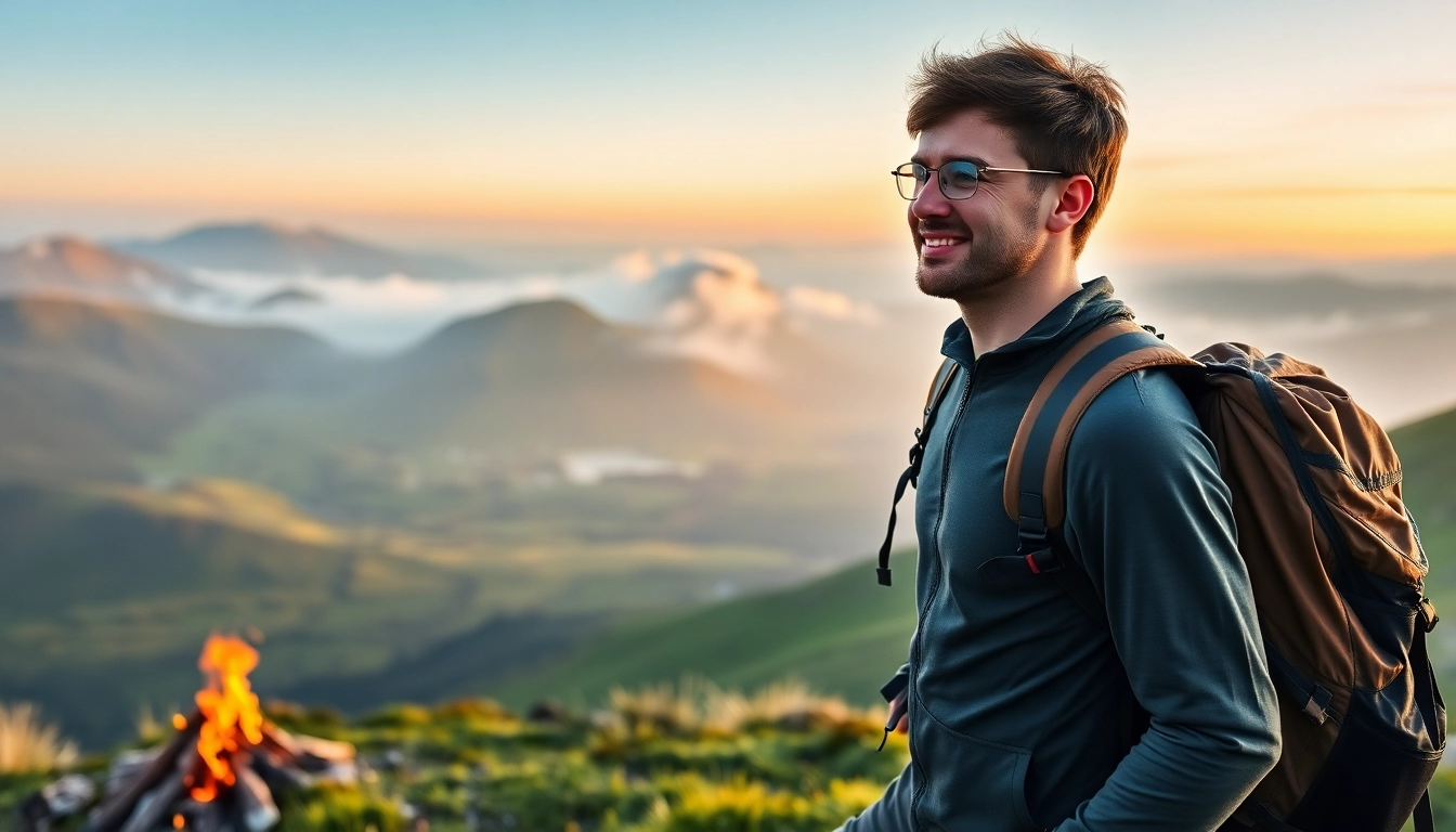 Hiker experiencing Wandern Irland Urlaub with stunning mountain views at sunrise.