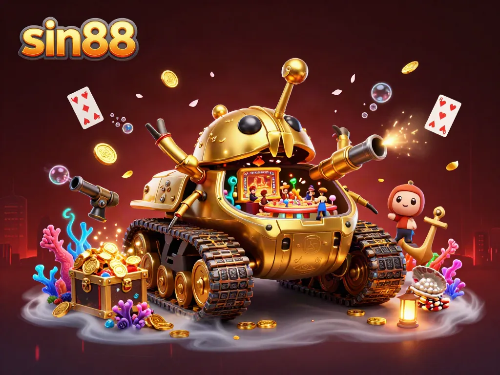 Experience sin88's excitement with a vibrant 3D casino explosion of colorful treasures.