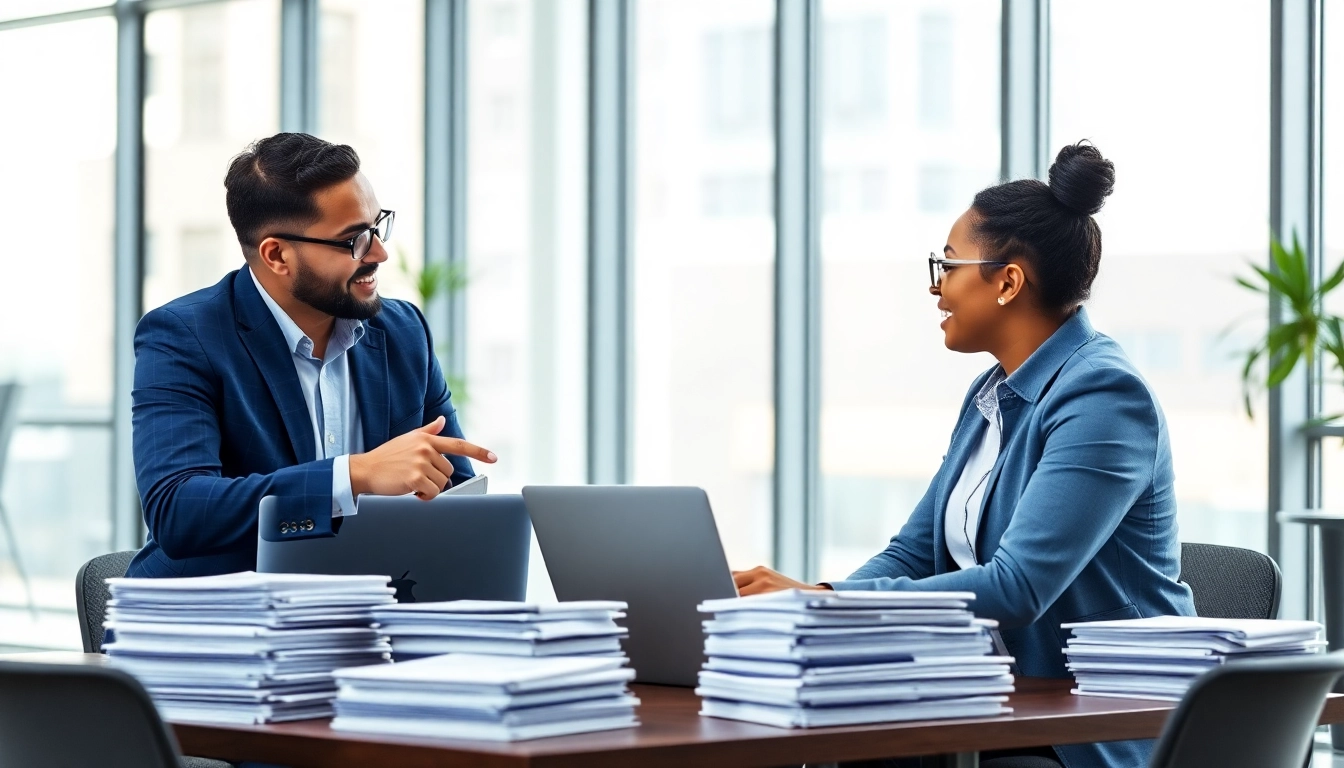 Headhunter IT analysiert Lebensläufe in einem modernen Büro.