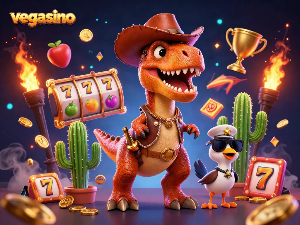 Spin thrilling games at Vegasino casino with dynamic 3D characters and exciting symbols.
