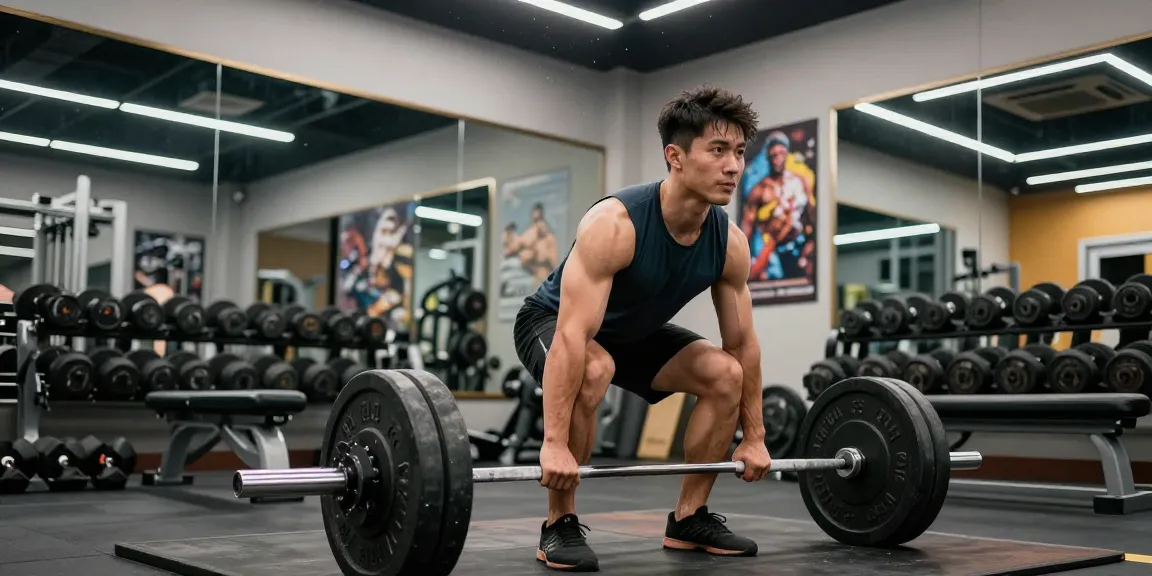 Anabolika Shop: Athletic man lifting weights in a modern gym, showcasing dedication and strength.