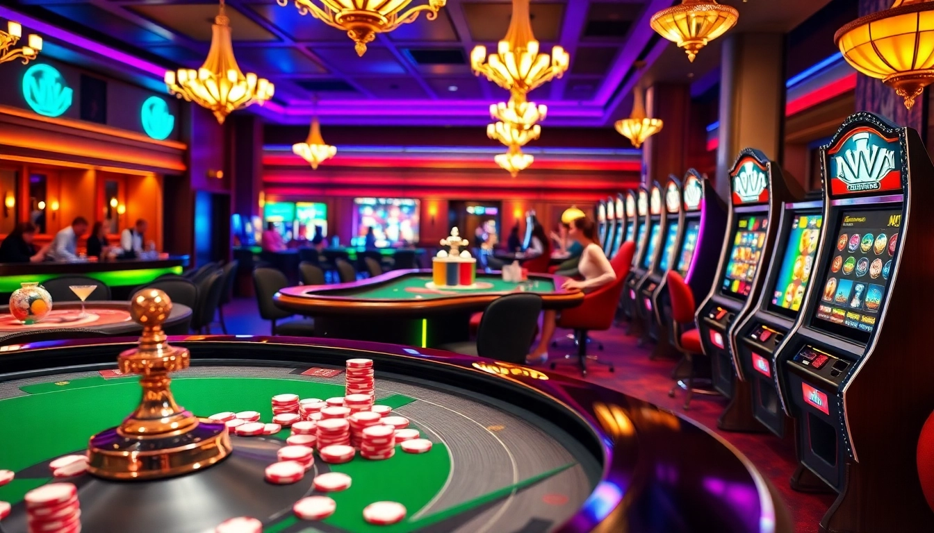 Spieler genießen Spiele im NV Casino, mit Roulette, Slots und einer lebendigen Casinatmosphäre.