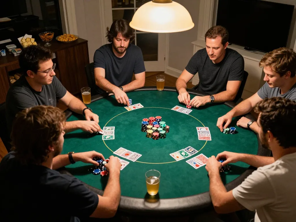 Players enjoying a poker night while using the Plagiat Scanner for unique content