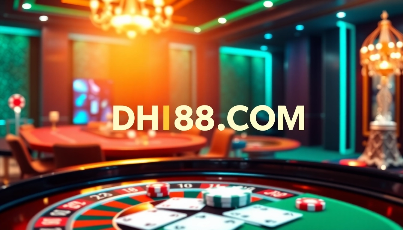 The lively casino scene at DH88.COM showcases roulette and poker excitement for online gamblers.