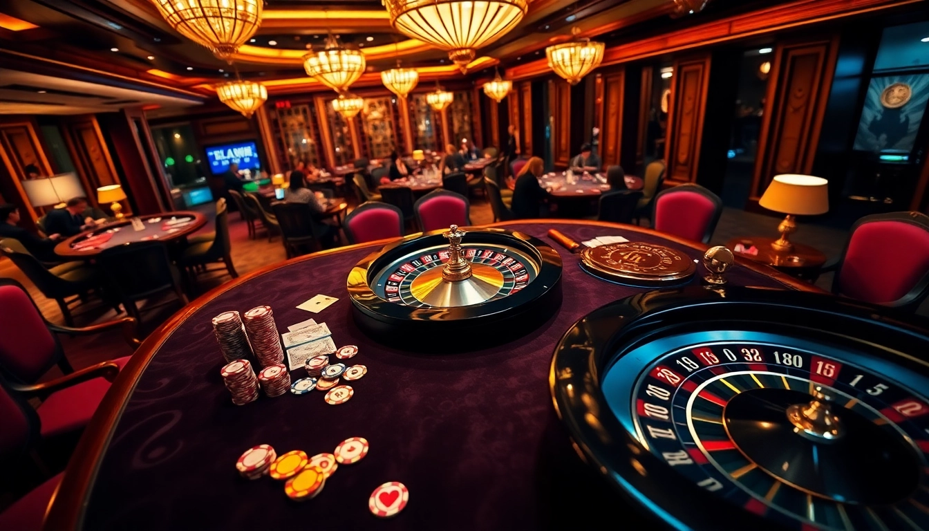 Engage in thrilling games at LC88, featuring luxurious casino tables and vibrant poker chips.