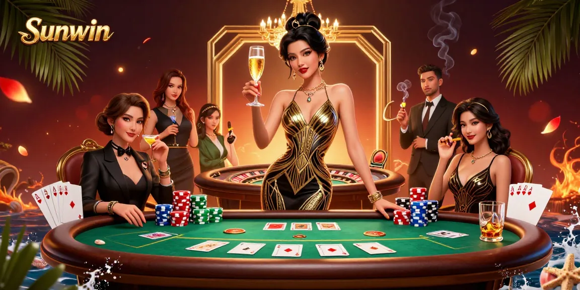 Experience the excitement of Sunwin with a stunning illustration of gaming elegance and action.