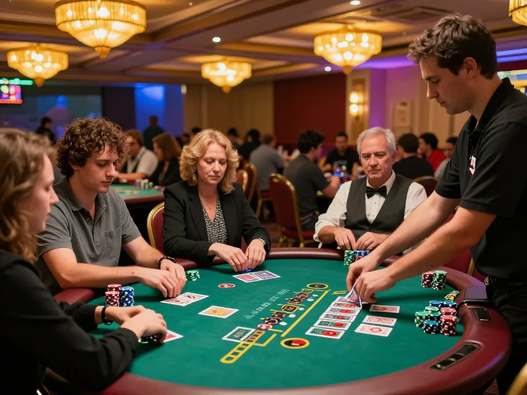 Players placing bets at dn88 blackjack tables surrounded by luxurious decor.
