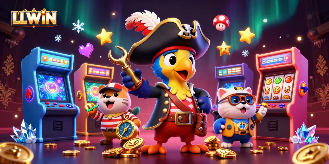LLWIN showcases engaging gaming with a lively pirate theme, illustrated in a rich casino backdrop.