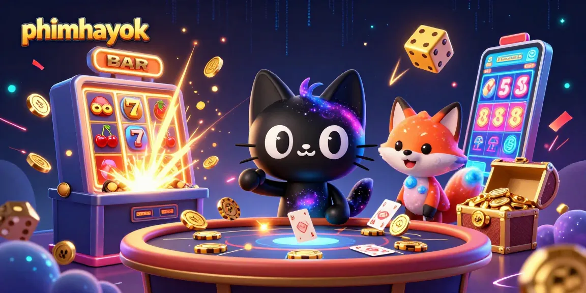 Experience thrilling gameplay at phimhayok as a black hole cat attracts winning coins and cards.