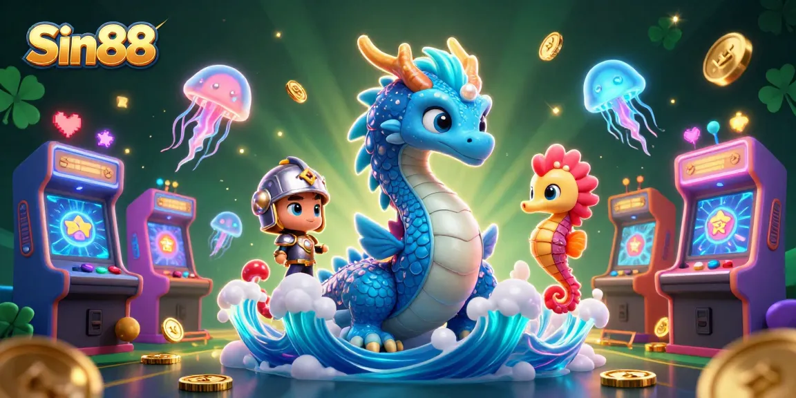 Experience the thrilling world of Sin88 with vibrant casino elements and magical underwater characters.