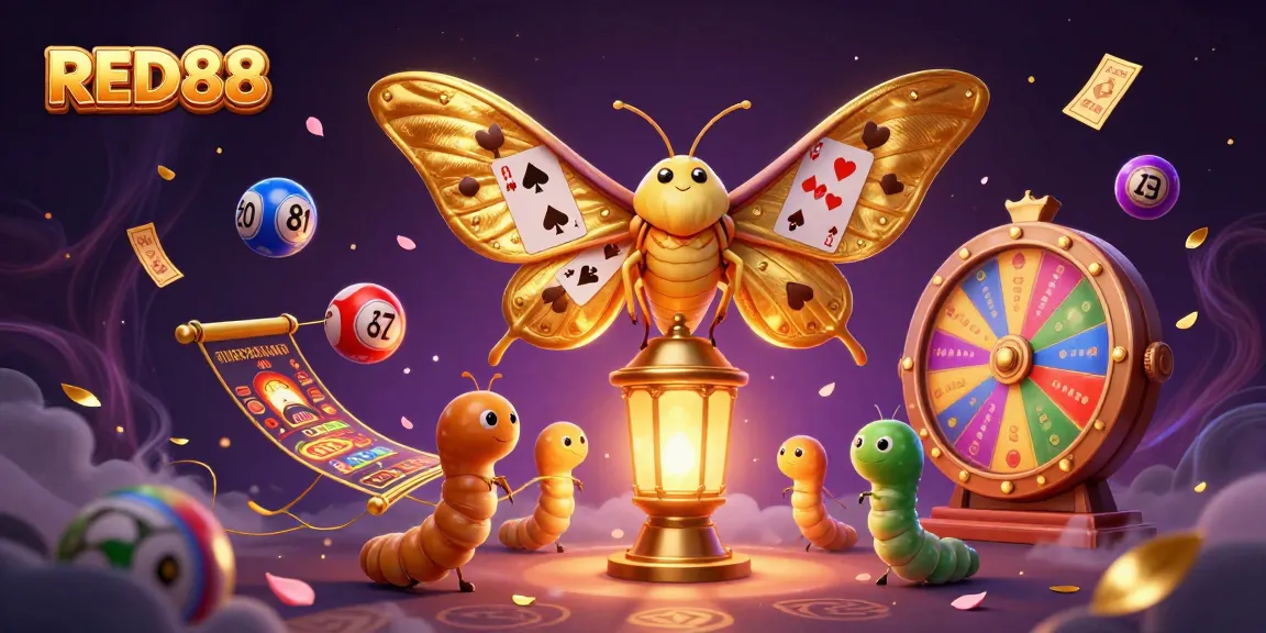 Spin to win big with RED88 in this vibrant casino-themed illustration.