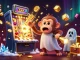Engage with the latest online casinos featuring a mischievous monkey and ghost-hunter puppy in a vibrant casino scene.