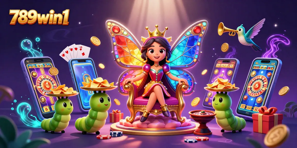 Join the excitement at 789win1 with vibrant slots and casino games showcased in a colorful scene.