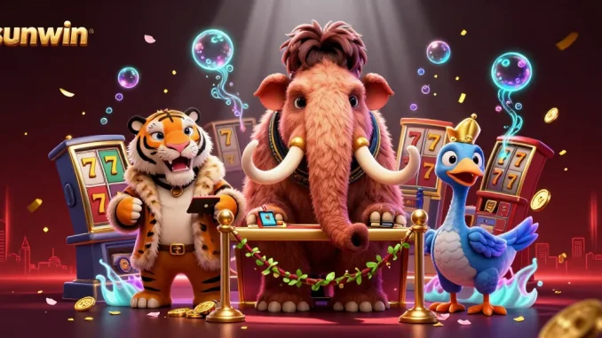 Experience thrilling casino action at sunwin with a woolly mammoth bouncer and slot reels.