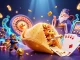 Experience the sun win magic with a vibrant casino scene featuring a golden fortune cookie and dynamic gaming elements.